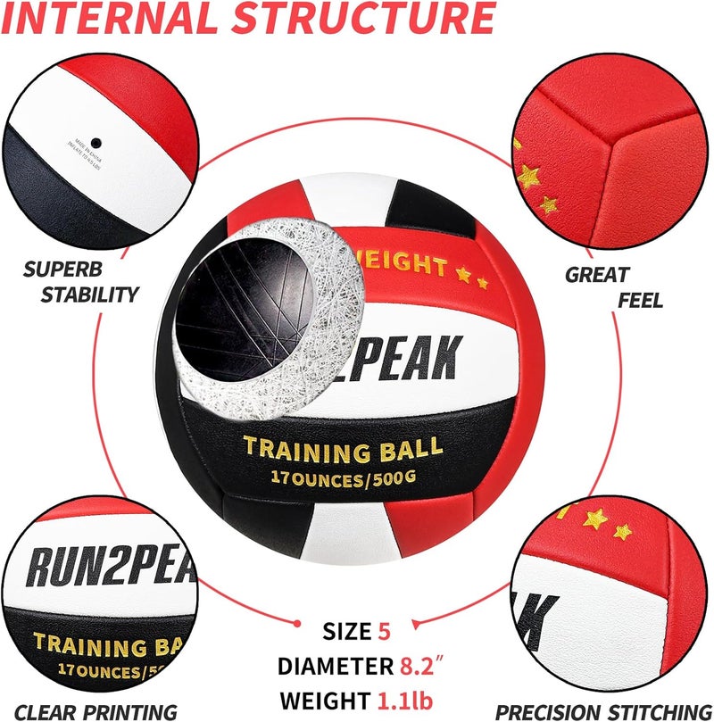RUN2PEAK Setter Training Volleyball Official Size 5 Volleyballs Heavy Weight Ball PU Practice Volley Balls for Indoor Rebounder Equipment Setters Weighted Volleyball Setting Trainer - Image 5